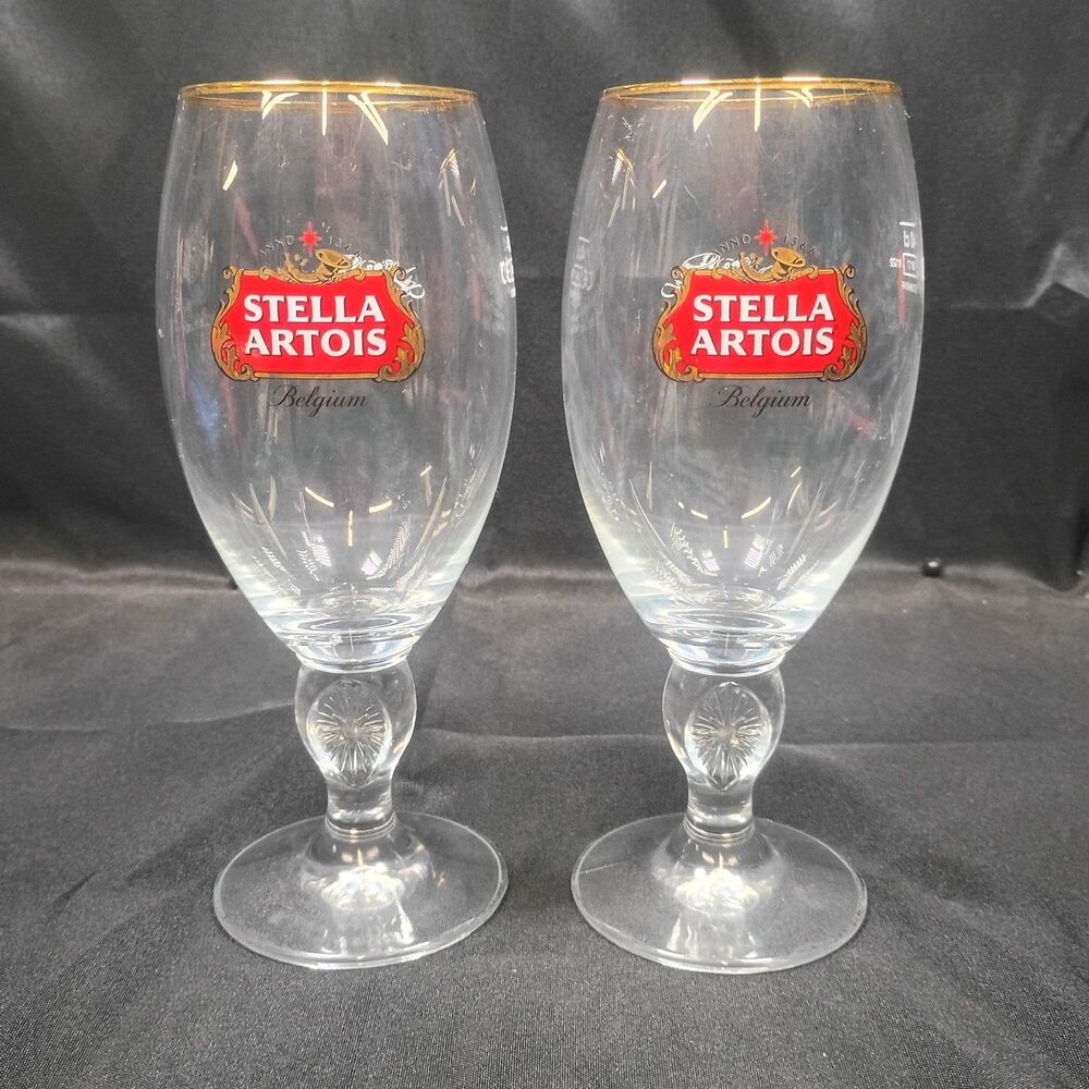 STELLA ARTOIS New 40cl M 17 Beer Chalices BELGIUM Anno 1366 Set of 2